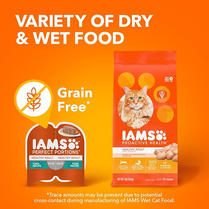 IAMS Perfect Portions Healthy Adult Wet Cat Food with Chicken and Tuna Recipe Variety Pack, Easy Peel Twin-Pack Trays, Pack of 24 (48 Total Servings)