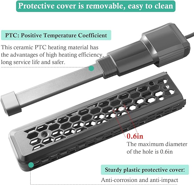 HITOP Aquarium PTC Heater with Controller: 200W 300W 400W Digital Heater for Fish Tank and Turtle Tank 40-100Gallon, with Protective Cover