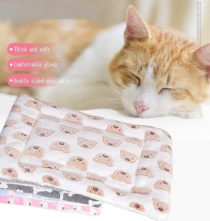 Cozy Calming Cat Blanket, Flannel Cushion for Pet Cozy Calming Blanket for Anxiety and Stress, Cozy Kitty Bed for Indoor Cats Calming Thick Ultra Soft Pet Bed Mat (Pink Claws, L (15.7" x 19.7"))