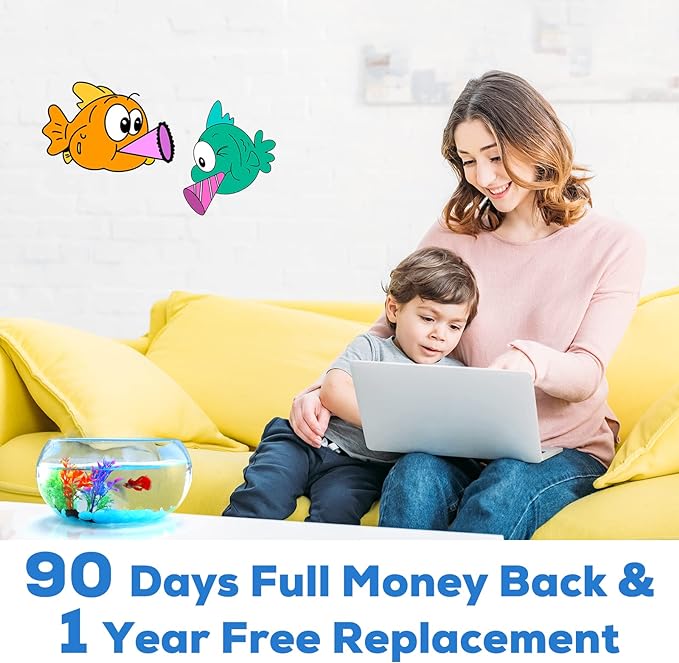 1 Gallon Glass Fish Bowl with Decor, Include Fluorescent Rocks & Colorful Plastic Trees, High White Glass for Clear View, Small Fish Bowl/Aquarium for Betta/Goldfish, Nice Home Décor