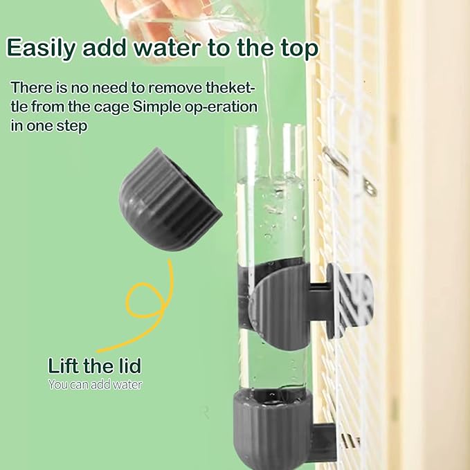 Bird Waterer Feeder 9.87 Oz Hanging Parrots Drinker Water Dispenser Birds Drinking Water Bottle Parrot Automatic Drinking Device for Budgie Cockatiel Lovebirds Canary Finch (Black/280ml)