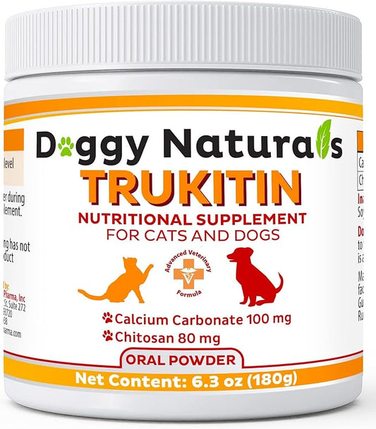 Trukitin Chitosin Based Phosphate Binder for Cats & Dogs – All Natural Human Grade Ingredients for Renal Support Supplement with Calcium Carbonate Oral Powder (Made in U.S.A)