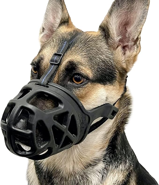 BARKLESS Dog Muzzle, Basket Muzzle for Biting, Chewing and Scavenging, Humane Cage Mouth Cover, Perfect for Grooming and Training Medium, Large Aggressive Reactive Dogs