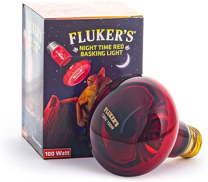 Fluker's Night Time Red Basking Spotlight, Infrared Heat Lamp for Reptiles, 100 Watt