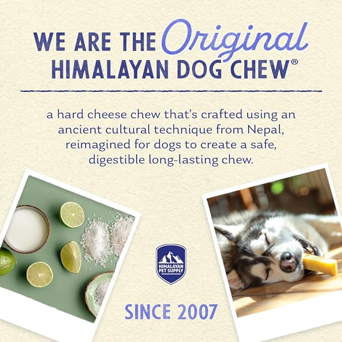 Himalayan Dog Chew Original Yak Cheese Dog Chews, 100% Natural, Long Lasting, Gluten Free, Healthy & Safe Dog Treats, Lactose & Grain Free, Protein Rich, Large, Dogs 65 Lbs & Smaller