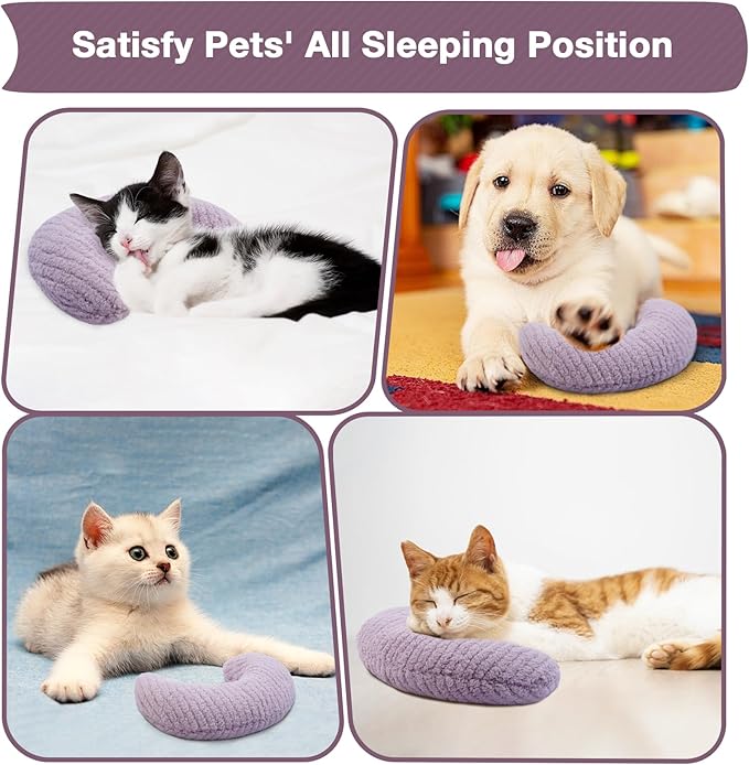 Bonaweite Cat Pillow, Soft Calming Pillow for Dogs, Pet Neck Pillows for Cervical Protection and Sleeping Support, Cat Calming Toy for Anxiety Relief, U-Shaped Soothing Cuddler