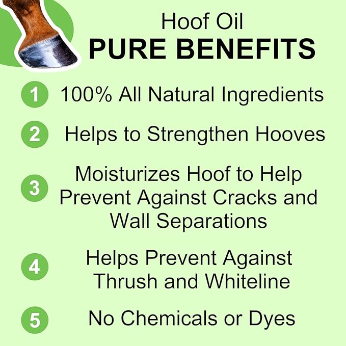 Hoof Oil - All Natural Hoof Conditioner for Horses with Hoof Oil Brush Applicator - Strengthens, Moisturizes and Treats Hoof Problems - 16 fl oz.