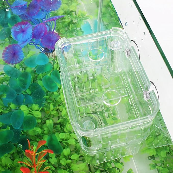 2 Pcs Acrylic Fish Breeding Box Double Layer, Aquarium Breeder Box for Fish Tank Divider, Transparent Fish Isolation Box with Suction Cup Acclimation Hatchery Incubator for Shrimp