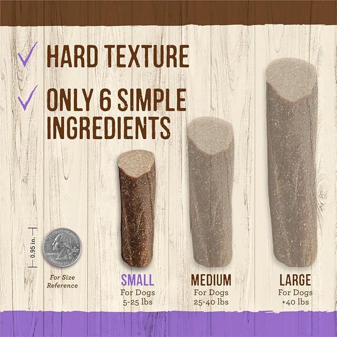 Merrick Natural Cuts Chicken Free Non Rawhide Small Dog Treats, Hard Texture Chew Sticks With Real Venison - 11 ct. Pouch