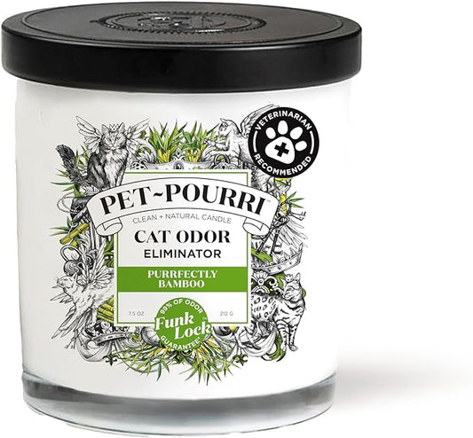 Pet-Pourri Pet Odor Eliminator Candle, Purrfectly Bamboo, 7.5 Oz - Bamboo (Veterinarian Recommended)