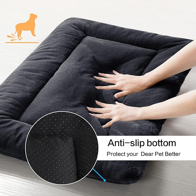 Dog Beds Crate Pad for Extra Small Dogs Fit Metal Dog Crates,Ultra Soft Dog Crate Bed Washable & Anti-Slip Kennel Pad for Dogs Cozy Sleeping Mat,Dark Gray 22inch