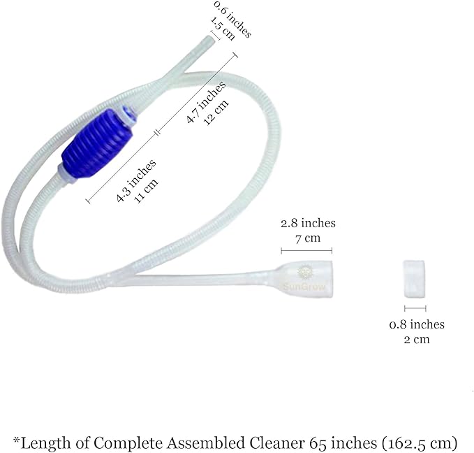 SunGrow Aquarium Fish Tank Gravel Cleaner Vacuum, Siphon Pump Aquarium Water Changer, Tank Cleaner, Syphon Cleaning and Water Changing Tools Kit with Priming Bulb, 65-inches