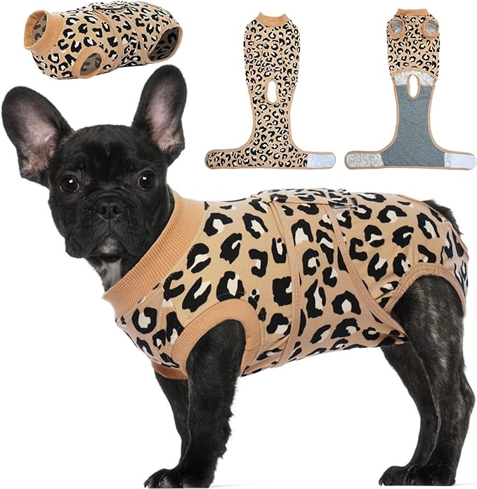 Kuoser Recovery Suit for Dogs After Surgery, Soft Dog Surgery Suit for Female Spay Male Neuter, Breathable Dog Onesie E-Collar & Cone Alternative Pet Bodysuit Anti Licking Wounds Surgical Shirt, XS