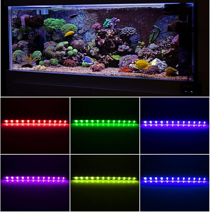 Smart Aquarium Light with App Timer, Dynamic Lighting Landscape for 7-62 Inches Fish Tank, 7/24 Auto Power On/Off, RGBW Full Spectrum Aquarium Lighting (2023 Version)