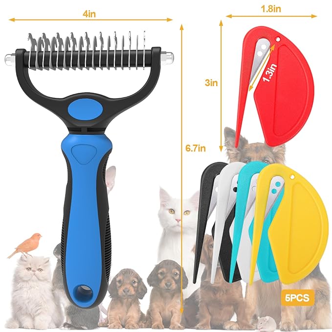 Pet Grooming Brush and Knotting Comb Tools,2024 Multifunctional Pet Shedding Comb for Removing Tangled and Loose Hair,Dematting Deshedding Undercoat Rake for Dogs/Cats Grooming Supplies,6 Pcs