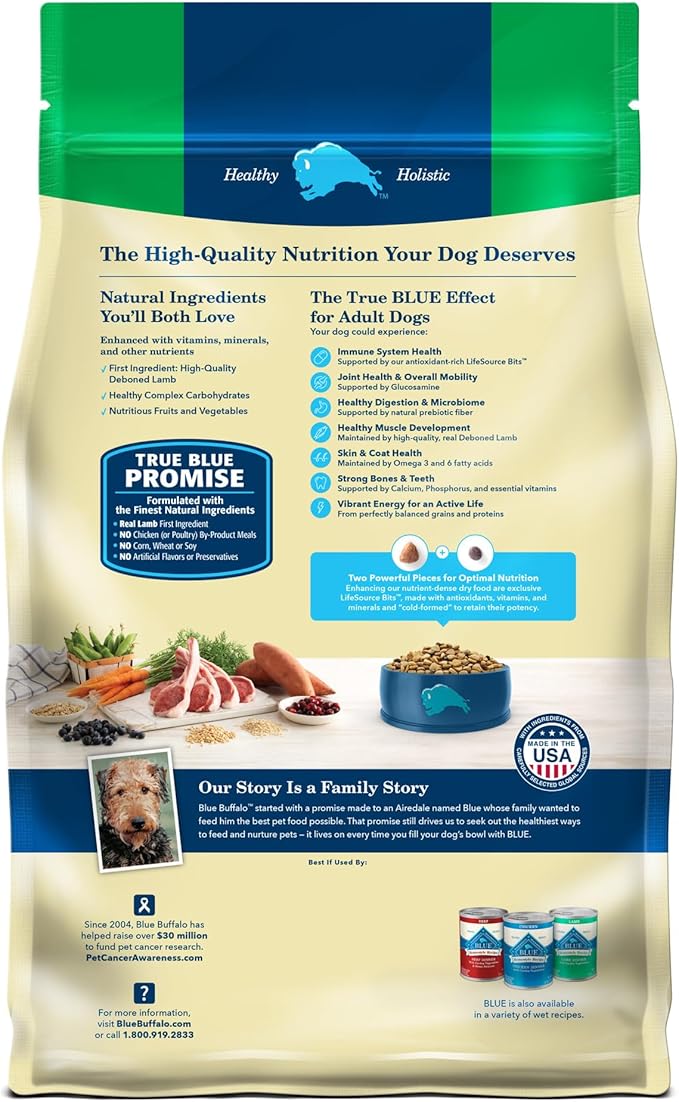 Blue Buffalo Life Protection Formula Adult Dry Dog Food, Helps Build and Maintain Strong Muscles, Made with Natural Ingredients, Lamb & Brown Rice Recipe, 34-lb. Bag