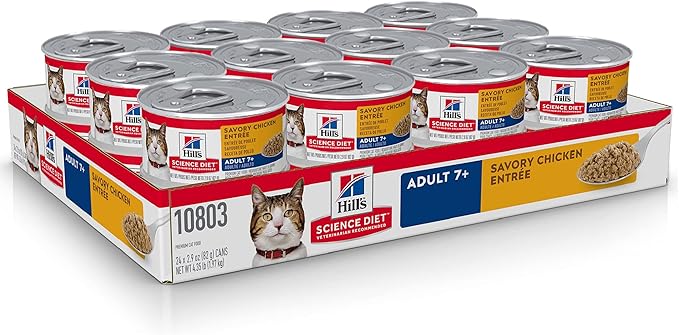 Hill's Science Diet Adult 7+, Senior Adult 7+ Premium Nutrition, Wet Cat Food, Chicken Minced, 2.9 oz Can, Case of 24