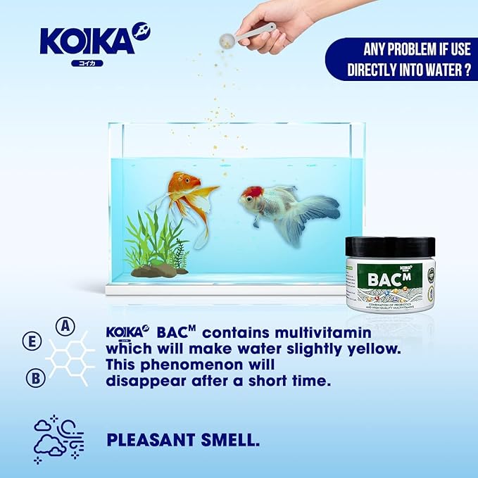 BACM Natural Color Enhancement for Fish, Combination of Probiotic & Multi-Vitamins for Aquarium A, B6, B2, Pleasant Smell(BACM (Powder), 2.82 oz)