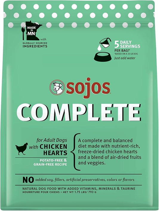 Sojos Complete Chicken Recipe Adult Freeze-Dried Grain-Free Raw Dog Food, 1.75 Pound Bag