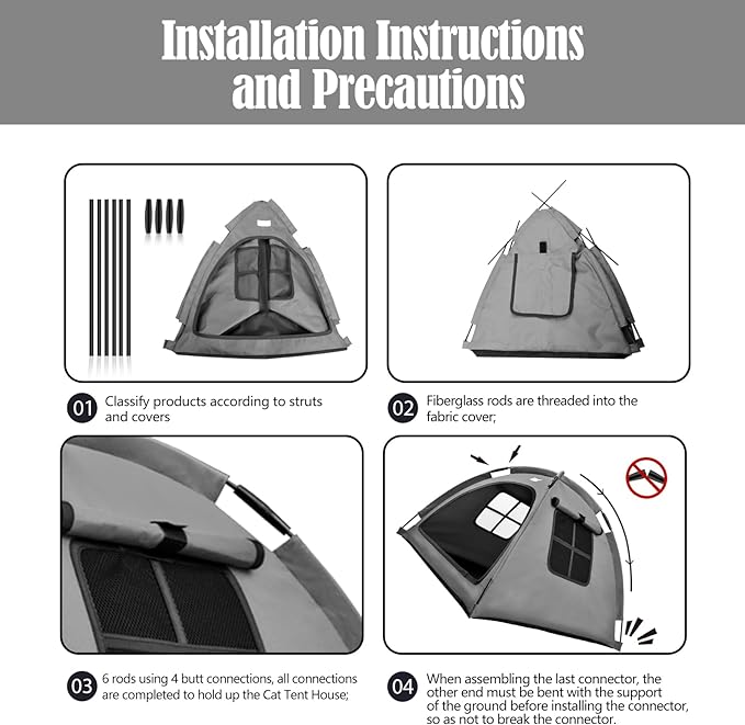 Cat Tent Outdoor and Dog House Outdoor, Cat and Dog Waterproof Tent House, Outdoor Dog Bed Washable, Indoor/Outdoor Cave Nest Bed Small Dog Tent for Cat, Bunny and Small Animal (Grey S)