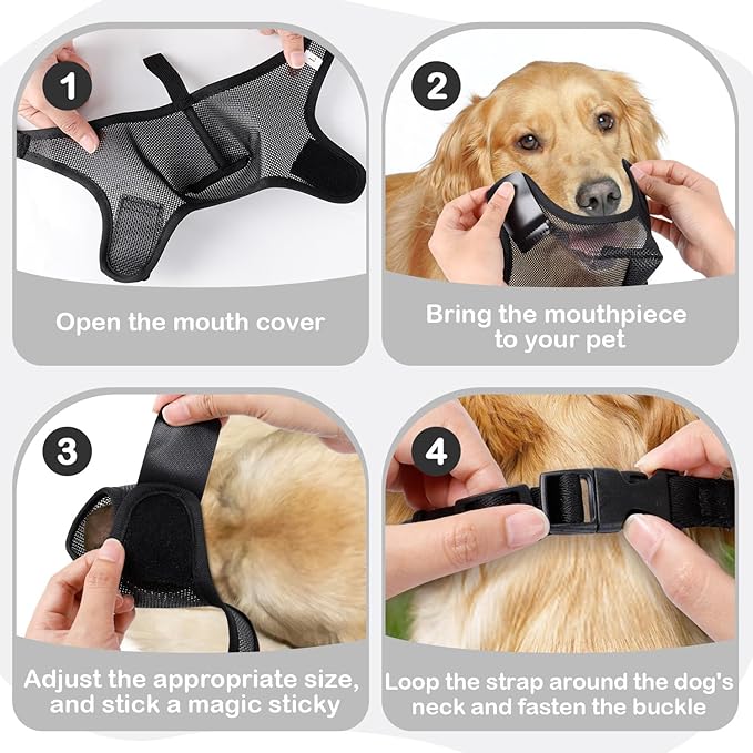 Dog Muzzle, Soft Air Mesh Muzzle for Small Medium Large Dogs Anti Biting Barking Chewing Scavenging, Breathable Adjustable Loop Pets Muzzle with Front Opening Design Allows Panting Drinking (Black, S)