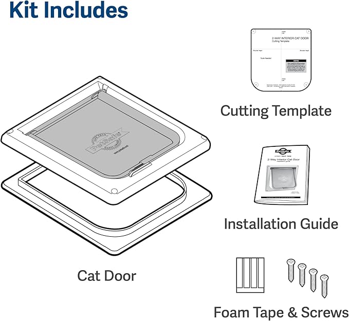 PetSafe Interior Cat Door: 2-Way Locking, Indoor Pet Door Flap - Tinted Privacy Door for Cat Litter Box or Pet Feeder, Built-In Door Lock, Durable Door Frame, DIY Easy Install, Hardware Kit Included