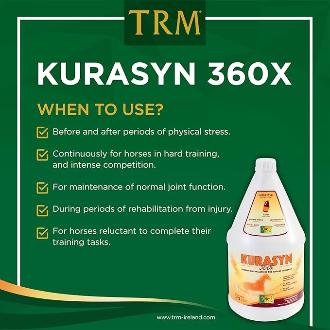 Kurasyn 360x Horse Feed Supplement for Improved Performance and Mobility with Fast-Acting Curcumin - 33.8 fl oz (1 Liter) - 33.8 fl oz