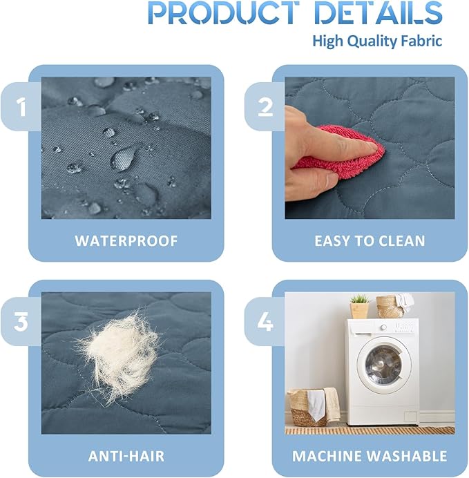 CHHKON Dog Bed Covers Replacement Washable Waterproof Pet Puppy Bed Cover for Dog, Cover Only (Blue,20x15x6 inch)
