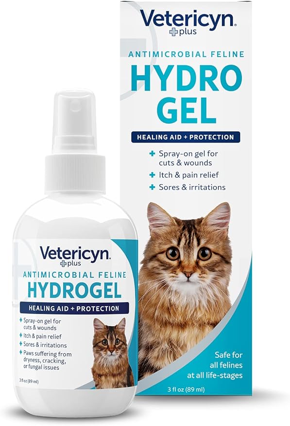 Vetericyn Plus Cat Wound Care Hydrogel Spray | Feline Healing Aid and Wound Protectant, Sprayable Gel to Relieve Cat Itchy Skin. 3 ounces