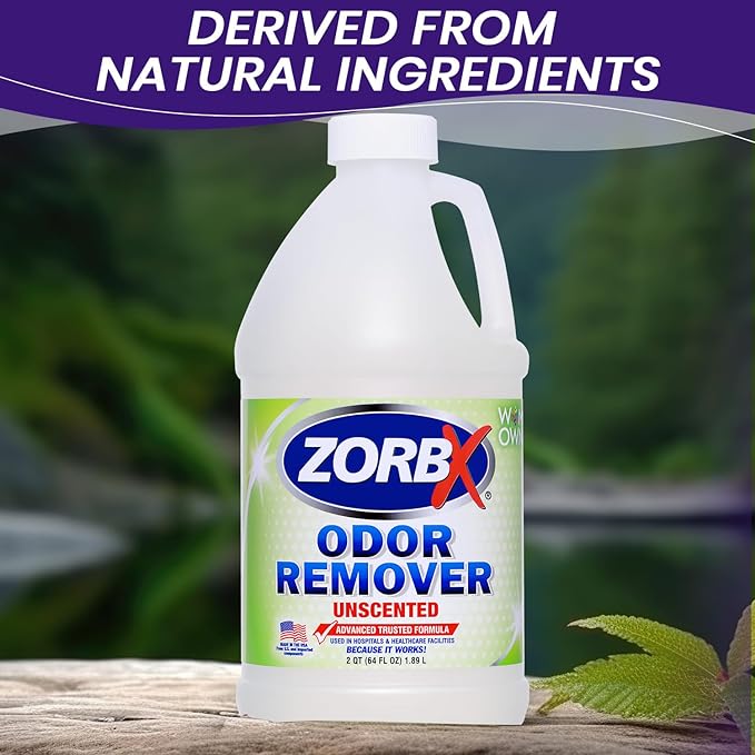 ZORBX Unscented Odor Eliminator for Strong Odor - Used in Hospitals & Healthcare Facilities | Advanced Trusted Formula, Fast-Acting Odor Remover Spray for Dog, Cat, House & Carpet (64 oz)