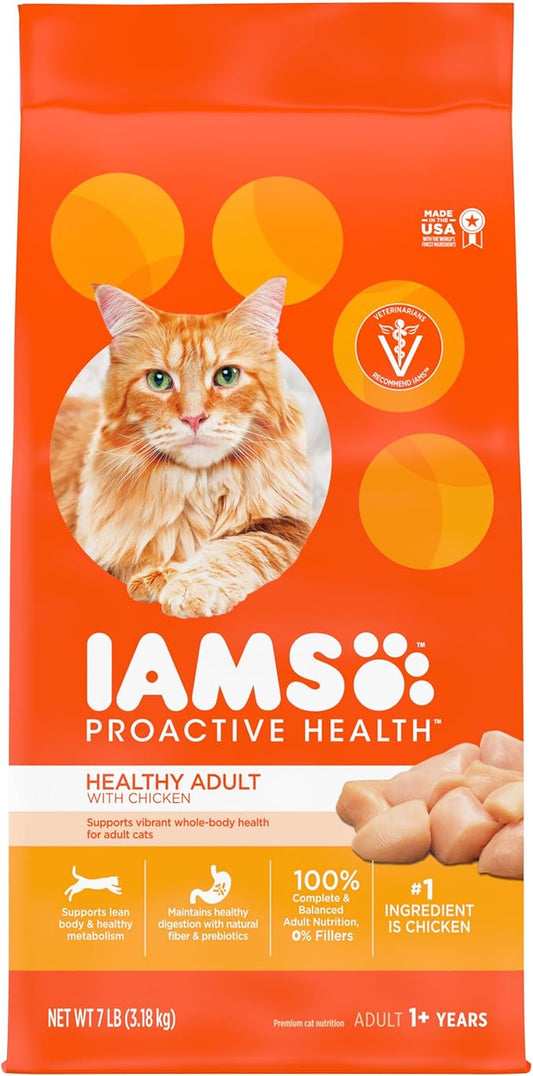 IAMS PROACTIVE HEALTH Adult Healthy Dry Cat Food with Chicken Cat Kibble, 7 lb. Bag