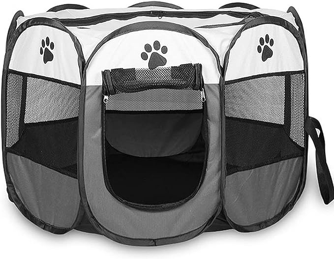 Pet Playpen, Foldable Dog Playpens, Portable Exercise Kennel Tent for Puppies/Dogs/Cats/Rabbits, Dog Play Tent with Removable Mesh Shade Cover for Travel Indoor Outdoor Using