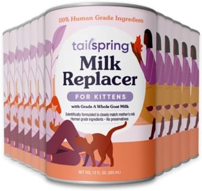 Milk Replacer for Kittens, Liquid, Ready-to-Feed, Made with Whole Goat Milk 12 Fl Oz (Pack of 12)