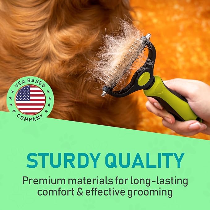 Maxpower Planet Pet Grooming Brush - Double Sided Shedding, Dematting Undercoat Rake for Dogs, Cats - Extra Wide Dog Grooming Brush, Dog Brush for Shedding, Cat Brush, Reduce Shedding by 95%, Yellow