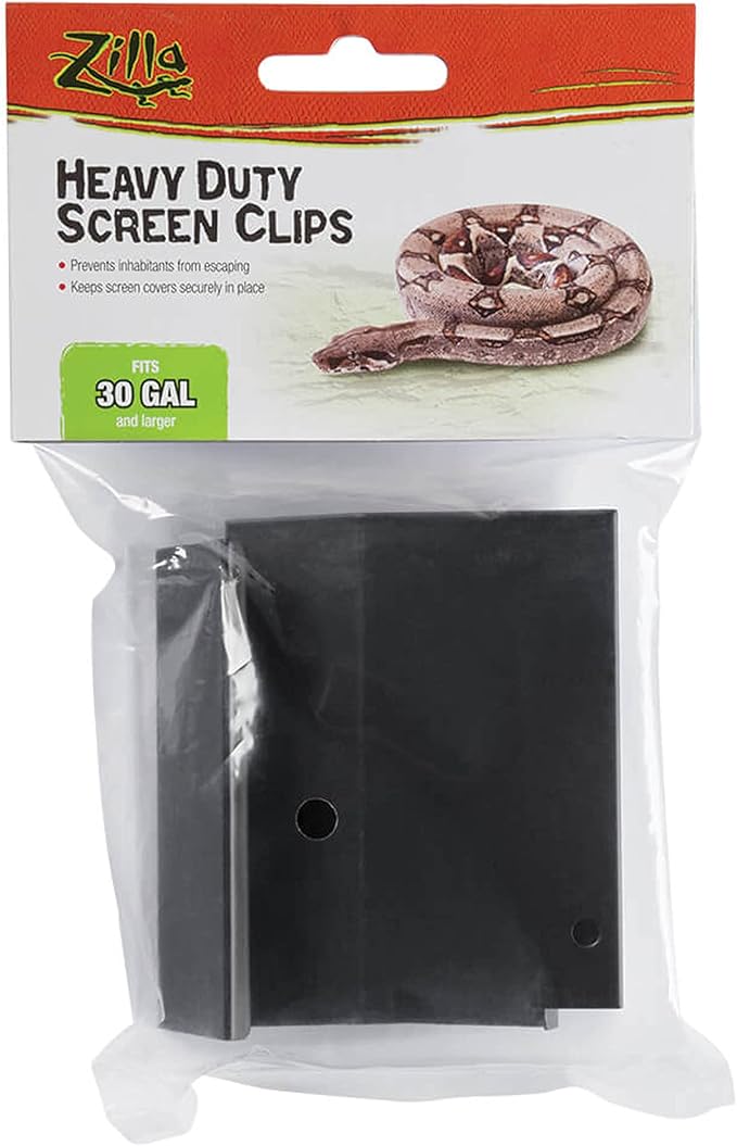 Zilla Reptile Terrarium Heavy Duty Fresh Air Screen Clips, 2 Pack, Large