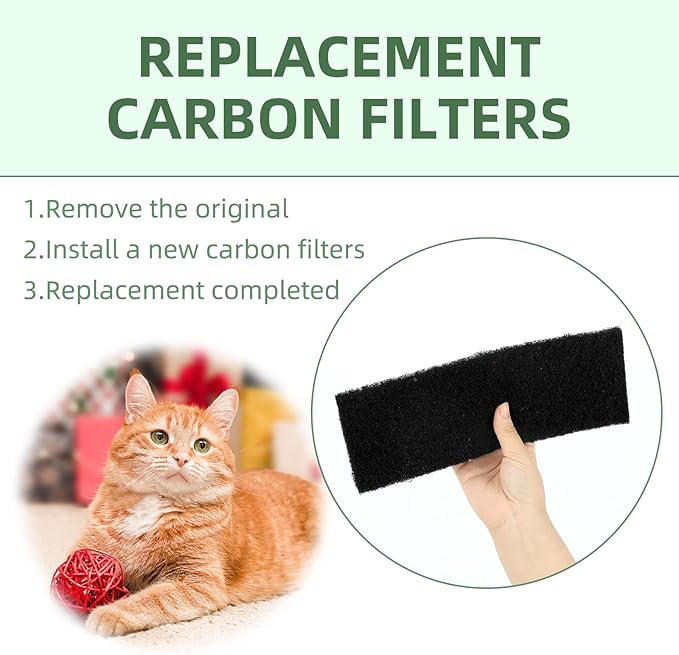 4 Pack Carbon Filters Compatible with Model 3, Cat Litter Box Replacement Filters for All Robot Models to Absorb Odors Control Damp from Pets and Keep Home Fresh