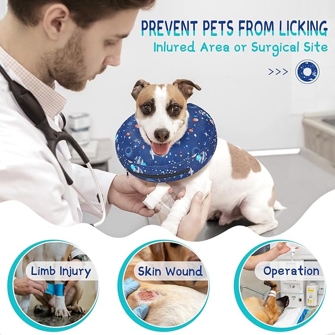 Supet Inflatable Dog Cone Collar Alternative After Surgery, Dog Neck Donut Collar Recovery E Collar for Neuter, Soft Dog Cone for Small Medium Large Dogs