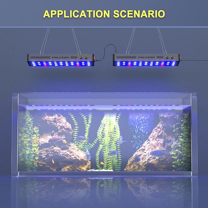 Phlizon 165W Dimmable Full Spectrum Aquarium LED Light Fish Tank LED Reef Decoration Light for Saltwater Freshwater Fish Coral Reef (20"x7"x2.4")