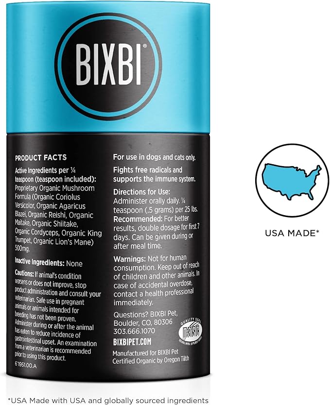 BIXBI dog vitamins supplements Immune Support Daily Cat Supplement, Powder Supplement, 2 Month Supply US