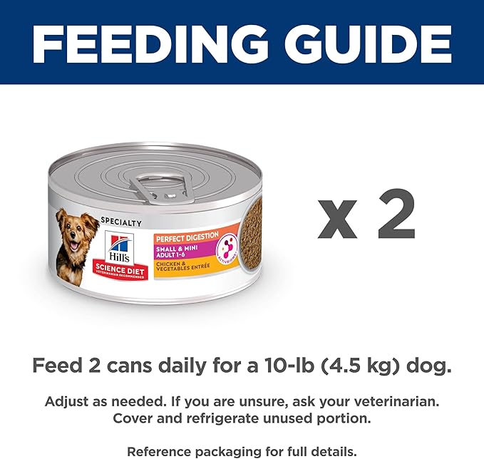 Hill's Science Diet Perfect Digestion, Adult 1-6, Small & Mini Breeds Digestive Support, Wet Dog Food, Chicken & Vegetables Loaf, 5.8 oz Can, Case of 24