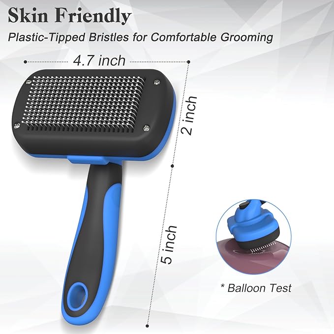 Self Cleaning Shedding Brush for Dogs & Cats, Skin Friendly Cat Brush, Dog Grooming Brush, Dog Brush for Shedding, Deshedding Brush, Puppy Brush Hair Brush for Haired Dogs, Blue