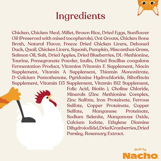 Made by Nacho Premium Dry Kibble Infused with Bone Broth 2lb Bag Cat Food (Cage-Free Chicken, Duck & Quail)