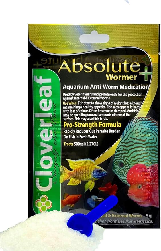 Plymouth Discus Product WORMER Plus - Freshwater and Saltwater Fish Powder Medication. With parasites and Flukes. (5G - Treats 600 GALLONS)