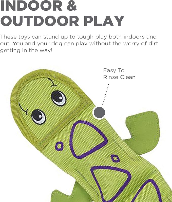 Outward Hound Fire Biterz Green Lizard Plush Firehose Material Interactive Dog Toy, Large