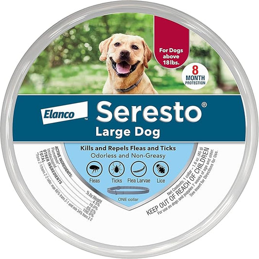 Seresto Large Dog Vet-Recommended Flea & Tick Treatment & Prevention Collar for Dogs Over 18 lbs. | 8 Months Protection