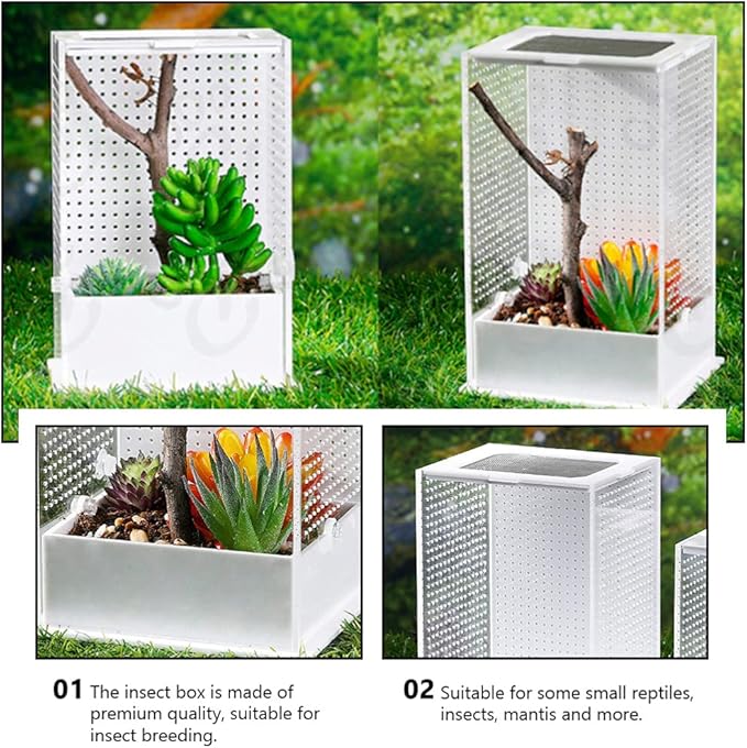 balacoo Magnetic Acrylic Reptile Breeding Box Terrarium Cage Tank for Tarantula Scorpion Sling Isopods Lizards Mantis