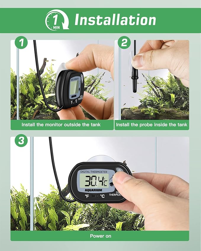 Zacro Digital Aquarium Thermometer, Fish Tank Thermometer, Water Thermometer with Large LCD Display, Reptile Thermometer for Fish Tank Water Terrarium