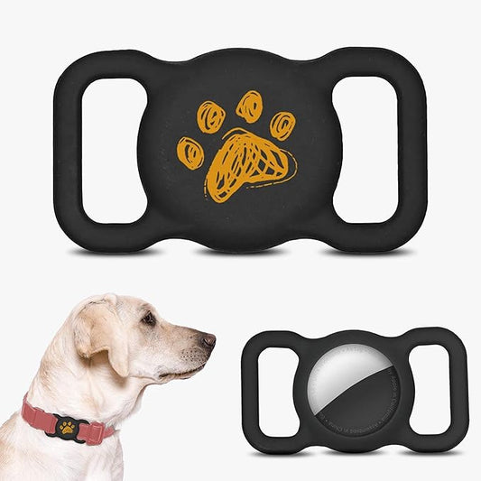 Png Silicone Airtag Holder for Dog Collar - 2 Pack | Serving as a Dog GPS Tracker Case | Holder for AirTag Dog Collar | Waterproof Airtag Holder | Dog Apple Airtag Holder | Secure Dog Tracker (Black)