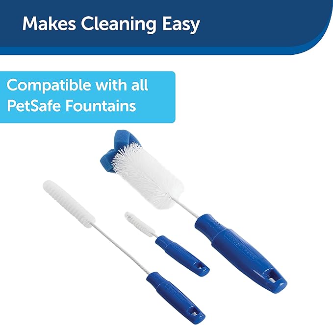 PetSafe Drinkwell Dog and Cat Water Fountain Cleaning Kit - Includes 3 Brushes to Fit Most Pet Fountains - Durable, Rust-Resistant Material