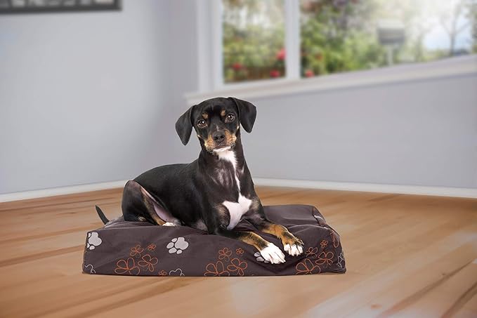 Furhaven Water-Resistant Orthopedic Dog Bed for Small Dogs w/ Removable Washable Cover, For Dogs Up to 20 lbs - Indoor/Outdoor Garden Print Mattress - Bark Brown, Small